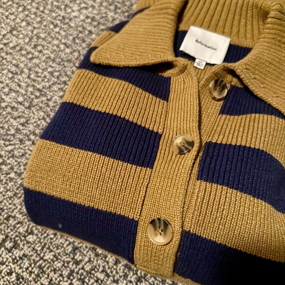Reformation Brooklyn cotton striped polo sweater NWT XS - Picture 8 of 8